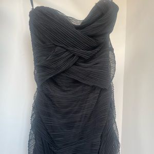 Black strapless mini dress wave fabric details bodycon fit AQUA size small sexy